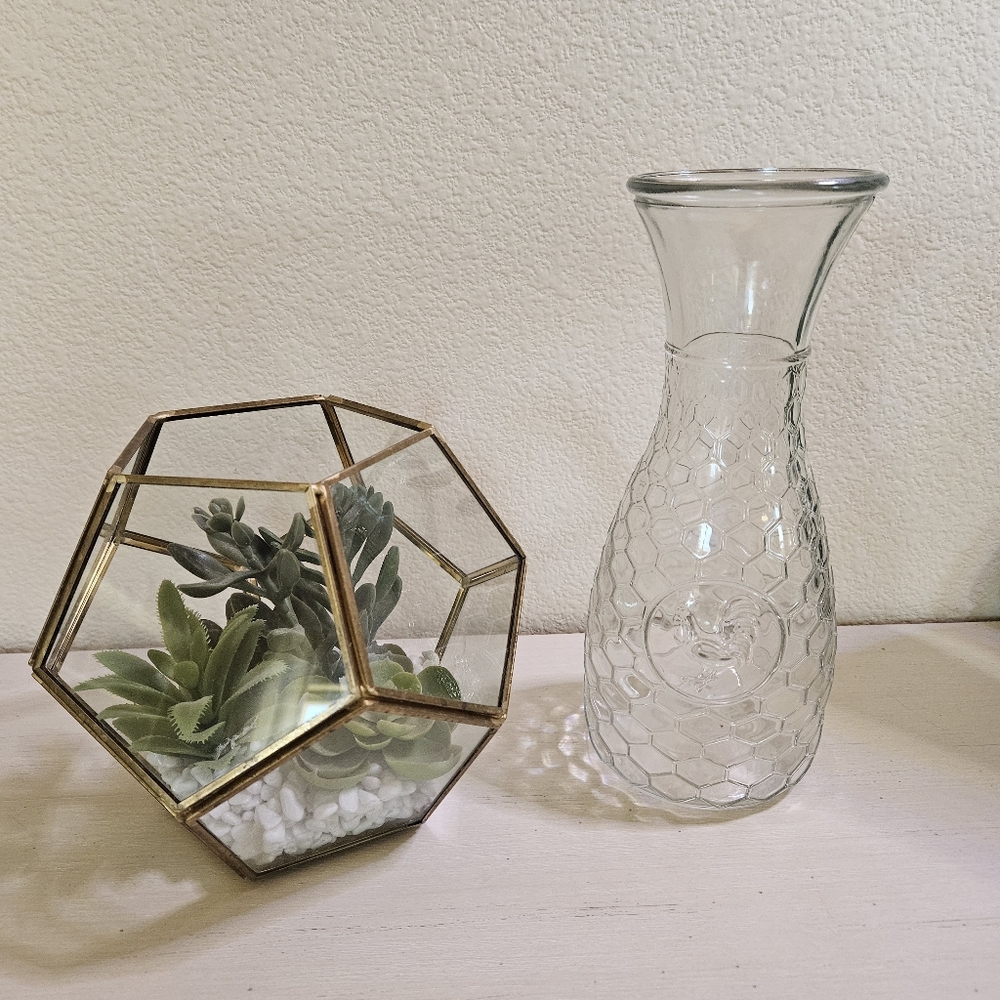 Bundle Of Glass Vase and Geometric Terrarium Set